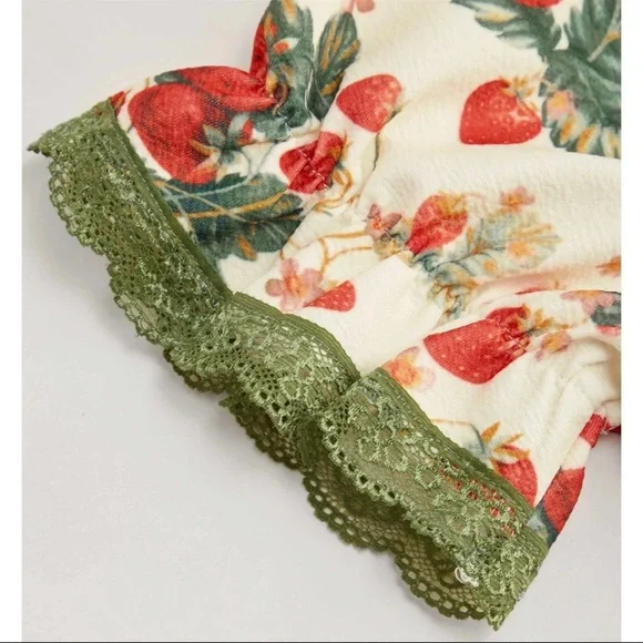 Cider Strawberry Floral Lace Trim Bow Midi Dress Fairy Cottagecore Coquette NEW! - Picture 5 of 16